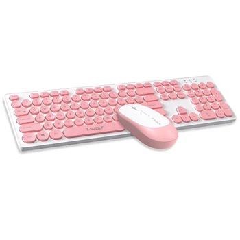 2.4 G Wireless Keyboard Mouse Combo Retro Punk Rotund Keycap Confortabil Mut Tastarea Largă de Compatibilitate Tastatura pentru Birou