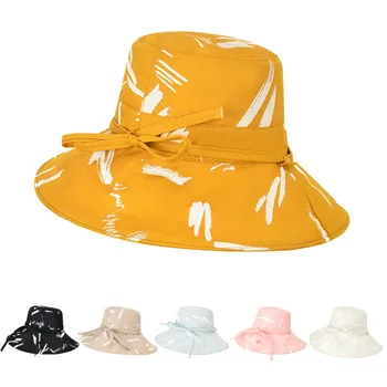 2022 Toamna Noi Femeile Găleată Pălărie De Culoare Solidă Arcuri De Bumbac Moale În Aer Liber, Pălării De Soare Pe Plaja Panama Capace Margine Largă Pescari Pălării Cadou