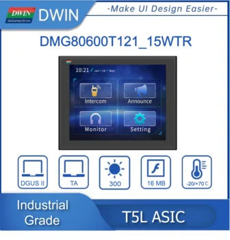DWIN 12.1-inch,Cu Coajă, 800*600 Pixeli, 16.7 M Culori, TN-TFT-LCD, Normal Unghi de Vizualizare DMG80600T121_15WTR