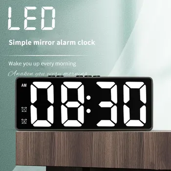 LED Oglindă Ceas de Masa Digital cu Alarma Snooze Timp de Afișare Desktop Electronice, Ceasuri de Masă, Ceas de birou