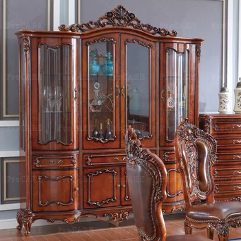 Stil European royal din lemn masiv de sufragerie, biblioteci