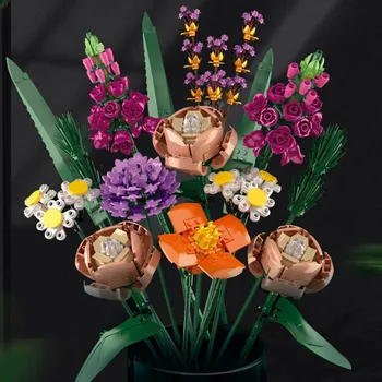 754Pcs Buchet Blocuri Veșnică Bonsai Buchet de Flori Cărămizi Jucarii Creative Asamblate Orhidee Panselute Jucărie pentru Adulți Fata Cadou