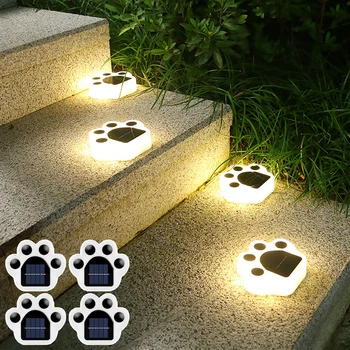 4/8PCS Solar în aer liber Lampă cu LED-uri Creative Animal în Formă de Labe de Pisica Gazon Lumina Impermeabil pentru Patio Peisaj Calea Trepte de Iluminare