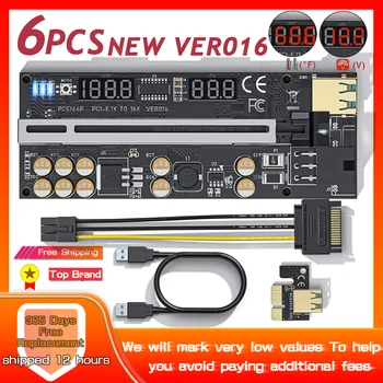 6PCS Coloană 016 USB3.0 PCIE Riser PCI Express X16 Extender Adaptor 016 GPU Riser Card SATA 15pin la 6pini tensiune de monitorizare