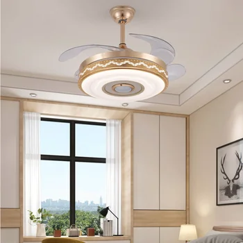 Ventilator de tavan Pandantiv cu Led-uri Lampa Candelabru Invizibil de uz casnic camera de zi mese pat audio Bluetooth ventilatori