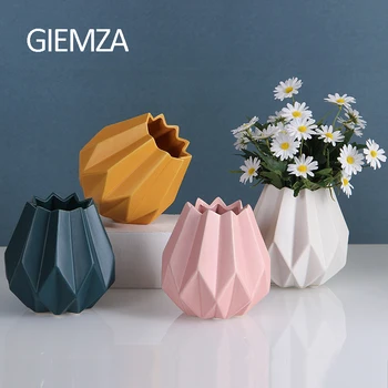 GIEMZA Ceramica Vaza Origami Plisată Albă Birou de Top Decor 1 buc Roz Albastru Galben Moderne, Simple, în stil Japonez, Arta