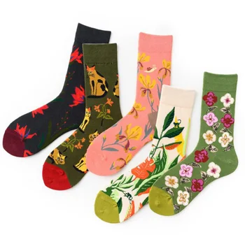 Literare ciorapi de epocă flori flori seria creative model înalt de bumbac pentru bărbați și femei șosete personalitate valul șosete