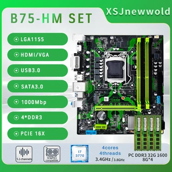 B75-HM Placa de baza LGA 1155 Compatibil cu I7 3770 si DDR3 32G 1600 Dual Channel Memorie USB3.0 SATA3 NVME M. 2 WIFI