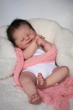 NPK 49CM Copil Nou-născut Papusa Reborn Alisha Zâmbet de Copil de Dormit Realiste Soft Touch Piele 3D Mână de Rădăcini de Păr Jucarii pentru Copii