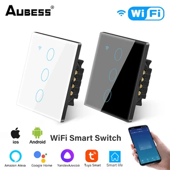 Aubess Tuya Wifi Smart Switch Fir Neutru Wireless De Perete Cu Senzor Tactil Comutator Pentru Iluminat Funcționează Cu Alexa De Start Google Yandex