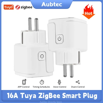 16A Tuya ZigBee Smart Plug Socket Inteligent de Voce de la Distanță de Control Timer Program de economisire a Energiei a UE Plug Lucra Cu Alexa de Start Google