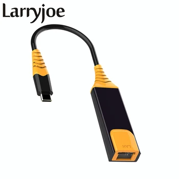 Larryjoe USB-C Thunderbolt de Tip C pentru 1000Mbps RJ45 Gigabit Ethernet Adaptor de Rețea pentru Macbook,USB 3.1 3.0 Type-C pentru RJ 45 Cat6