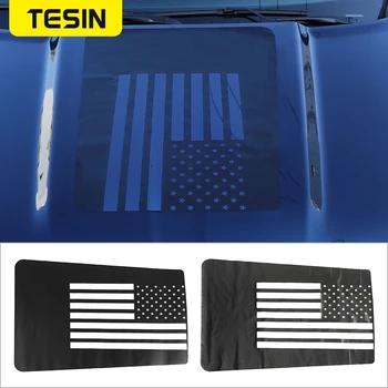 TESIN Fibra de Carbon Mașina din Față Motor Capac Capota USA Flag Emblema Decal Autocolant Pentru Dodge RAM 2018-2021 Auto Exterioare Accesorii