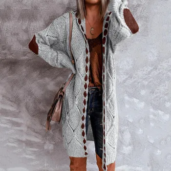 Boho Mozaic Cardigan Jachete Femei Mozaic Cardigan Cu Maneci Lungi Deschisă Față Tricot Pulovere Largi Buzunare Streetwear