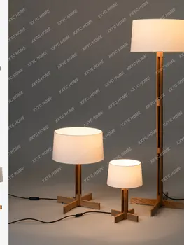 Lampa De Podea Camera De Zi Villa Dormitor Studiu Bed & Breakfast Lemn Masiv Pânză De Masă Lampă Retro