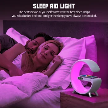 Difuzor Bluetooth RGB Lumina de Noapte cu LED-uri App de Control Digital Ceas cu Alarmă fără Fir Încărcător Rapid pentru Copii de Dormit Dormitor