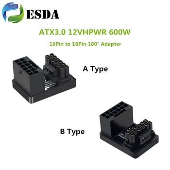 ATX3.0 600W 12VHPWR PCIE 5.0 16Pin să 16Pin 180 de Grade placa Grafica Adaptor Convertor Conector
