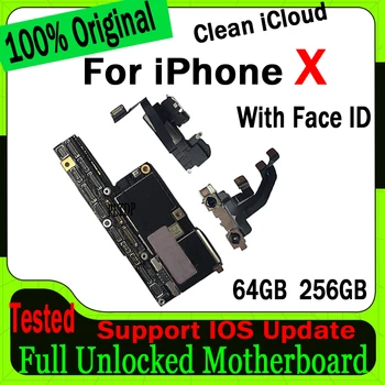 64GB 256GB Logica Bord Pentru IPhone X Placa de baza 100% Original, Deblocat Cu/Fără Față ID Placa de baza Icloud Curat Farfurie Plină Testat