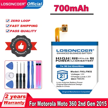 LOSONCOER 700mAh Baterie de Ceas Inteligent Pentru Motorola Moto 360 2-a FW3L SNN5962A 46MM / FW3S SNN5971A 42MM