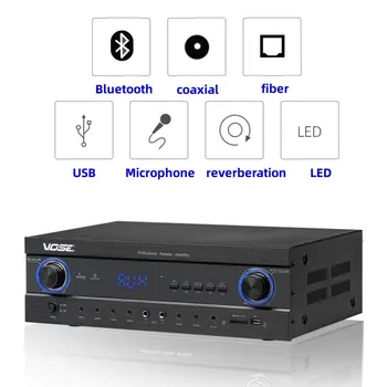 MJ-80 Bluetooth 5.0 420W*2 2.0 Canal Stereo HIFI AV Etapă Acasă KARAOKE KTV Amplificator Audio Cu USB Fibre Coaxial Microfon