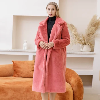 2022 Nou Elegante Lungi De Iarnă Faux Blana Femei De Moda De Pluș Blană Vrac Gros De Înaltă Calitate, Cald Iarna Palton De Blană