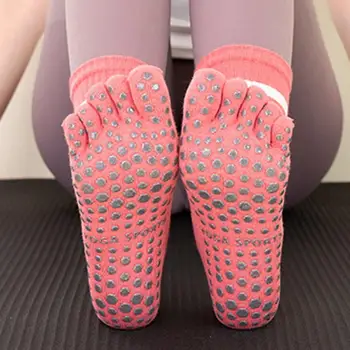 Yoga Sosete Femei Dot Îngroșa Respirabil Jos Particule de Silicon Anti-alunecare Bumbac Mid-tub Cinci-degete Șosete Sport