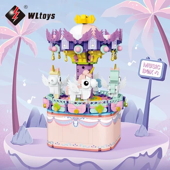 WLtoys Oraș Rotație Roata Cu Carusel Cutie muzicala Blocuri din Plastic Model de Jucarii pentru Copii, Cadouri de Craciun