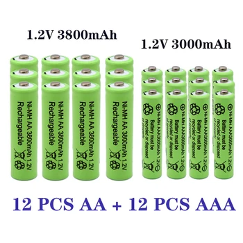 1.2 V AA 3800mAh NI-MH Baterii Reincarcabile+1.2 V AAA 3000 mAh Rechageable baterie NI-MH baterie