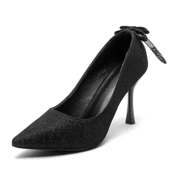 30-44 Noi Subliniat Stilet Tocuri De Dimensiuni Mici 313233 Papion Negru, Pantofi Cu Toc Inalt Pentru Femei Pompe