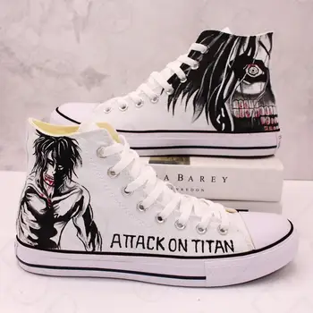 Anime Atac pe Titan Jiyuu nu Tsubasa Casual Glezna trase de Mână de Panza Pantofi Preppy Student bascheti Rață Pantofi Adidași