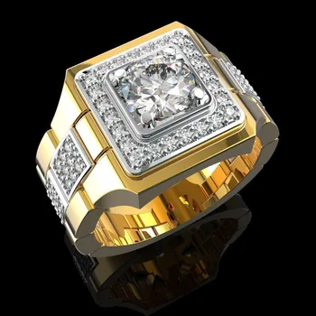HOYON 14K Culoare Aurie de Lux pentru Bărbați Inel cu Diamant Bijoux Bijuterii Femei Gem Bague Homme 2 Carate Diamant Inel de Barbati Cutie Cadou