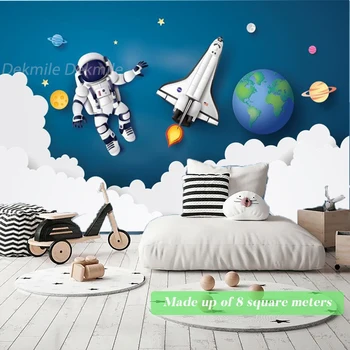 Univers Tapet, picturi Murale Pentru Copii, Cameră de Dormitor Astronaut Rachete Planeta TV de Fundal de Perete Pepinieră Copil de Grădiniță Decor