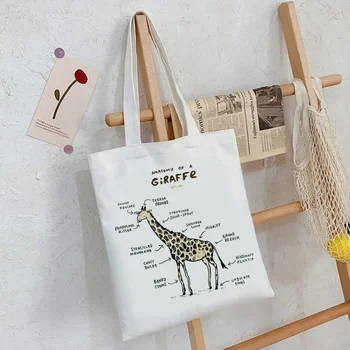 Girafa geantă de cumpărături geanta bolso reutilizabile bolsa de iută sac de tote sac țesute ecobag pânză reutilizabile sacolas