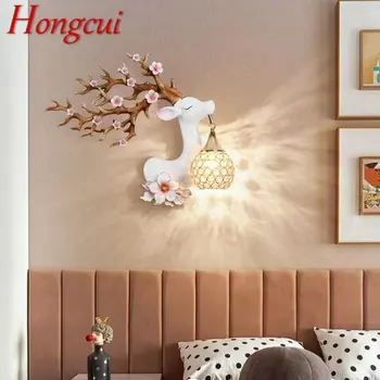 Hongcui Contemporane Cerb de Perete de Lumină LED-uri Creative Plum Blossom Decor Rășină Tranșee Lampă pentru Casa Living Dormitor Hol