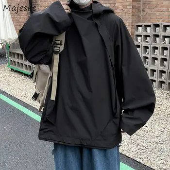 Hanorace Barbati Cu Gluga Negru Frumos Streetwear Chic Largi Ins Militare Adolescenti Personalitate Hip Hop De Moda De Îmbrăcăminte Ulzzang Marfă