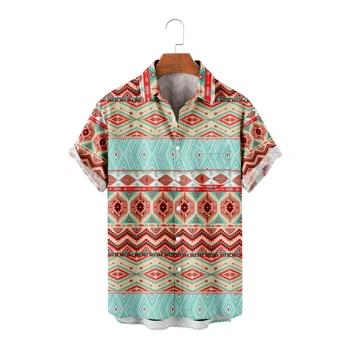 Hawaiian Camasi pentru Barbati Cool Boemia Stil Maneca Scurta Camasi Cool de Vară Creative Tops Epocă Respirabil