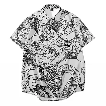 Moda cu Mâneci Scurte Ciuperci Imprimate Tricou Hawaii, Vacanta, Plaja Vara Casual Lejere Haine de Designer pentru Bărbați Tricou