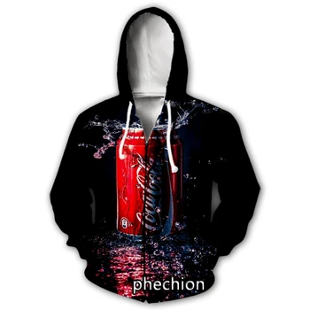 phechion Nouă Bărbați/Femei coca-Cola de Imprimare 3D Casual, cu Fermoar Glugă Haina de Moda Hip Hop Îmbrăcăminte Topuri Sport Zip Hoodeds B48