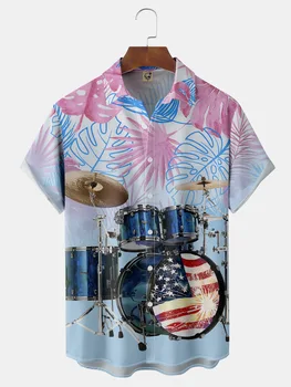 Moda de Vara Barbati Vrac Montarea Cămașă de Cilindru kit de Imprimare Bărbați Hawaiian Beach Tricou cu Mânecă Scurtă Tricou Casual